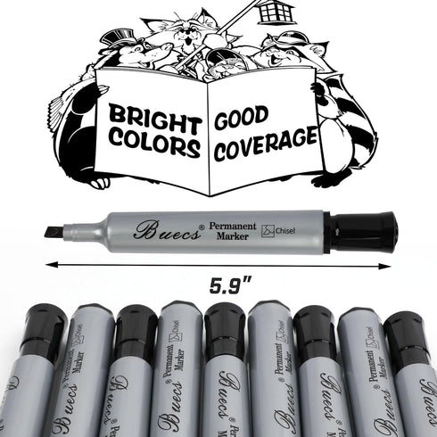 Permanent Markers, 80 Count Black Chisel Tip, Waterproof & Fade Resistant, Quick Drying Office Supplies for School,
