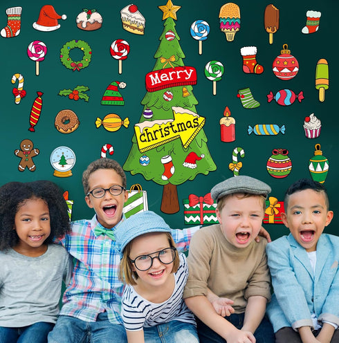 SICOHOME Christmas Bulletin Board Decorations Set 48 Pcs Winter Classroom Decoration Merry Christmas Tree Paper Cutout Christmas Home Wall School Office Holiday Decor Party Supplies for Kids Students by SICOHOME