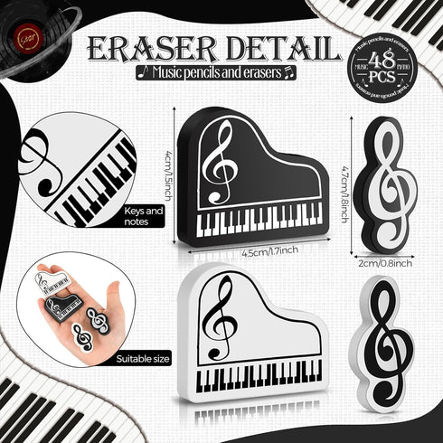 Music Pencils, Music Note Pencil with Themed Erasers, Bulk Keyboard Fun Pencils, 96 Pcs