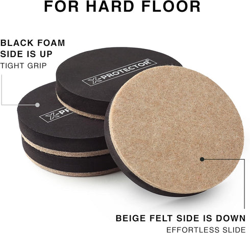 X-PROTECTOR Felt Furniture Sliders for Hardwood Floors, 8 PCS, 4 3/4 inch Heavy Duty Sliders