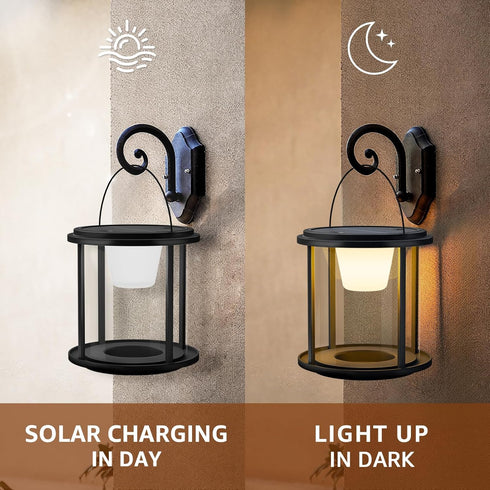 FUYO 7.6-Inch Dimmable Solar Rechargeable Camping Lantern - Outdoor Table Lamp with Warm White Light, RGB