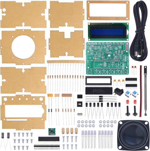 IS LCD1602 87-108MHz FM Radio Kit, ICSTATION Soldering Projects Radio with LED Flashing Lights DIY Radio Kit Dplay FM