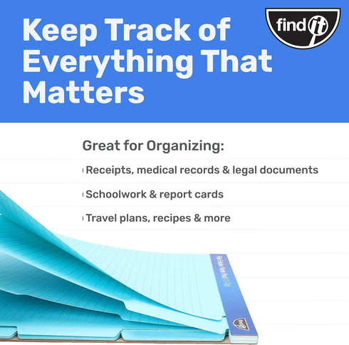 Find It File Folder Notepad - Pack of 12, 9.5 x 12.5 Inch Notebook Organizer Folders for Filing, Document, Clipboard