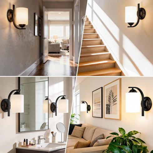 Wall Sconces Lights Lamp for Bedroom Bathroom, Modern Vanity Light Fixtures, Matte Black Farmhouse Wall Mount Lighting