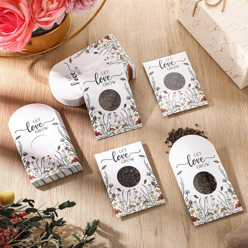 Fumete 50 Pcs Let Love Grow Seed Packets Wedding Favor for Guests, Kraft Bag with Window for Wedding Party Favors