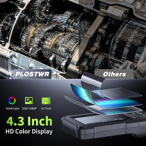 PLOSTWR 4.3" 1920P 8 IP67 16.4ft Endoscope Camera with Light, Inspection Camera, HD Borescope with LED Lights