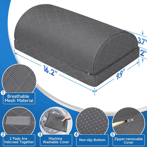 foot rest,desk & Gaming accessories,foot rest for under desk at work,Comfortable Footrest with 2 Adjustable Heights & removable cover, Office Desk Accessories(Grey) by CushZone