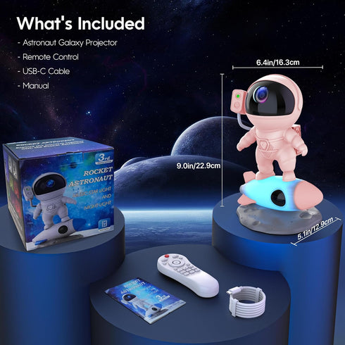 FlyEagle Astronaut Galaxy Projector, Star Nebula Projector with Rocket Lamp, Night Lights LED Star Projectors