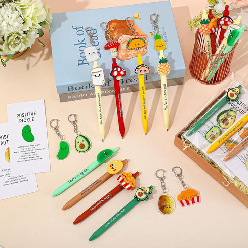 Landical 48 Sets Employee Appreciation Gifts Bulk, Positive Pen Inspirational Keychain with Motivational Card, Thank