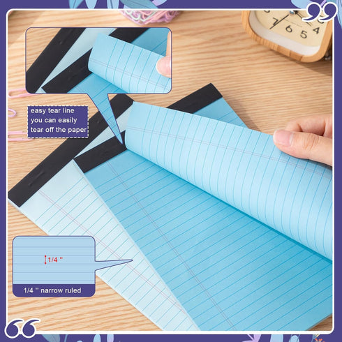Fuutreo 24 Pcs 8.5'' x 11'' Colored Legal Pad Writing Pads Narrow Ruled 50 Sheets Per Notepad Micro Perforated Writing