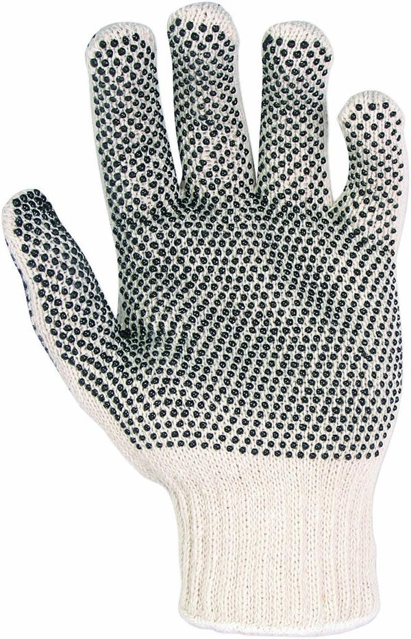 Custom Leathercraft 2005 Knit Gloves with PVC Dots,White/Black