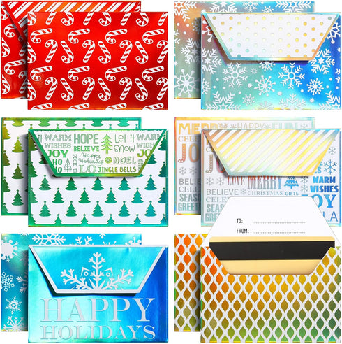Jetec 120 Pcs Christmas Gift Card Holder Foil Embossed Envelopes, Assorted Color Metallic Sleeves