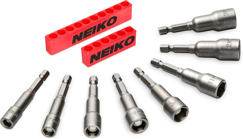 NEIKO 10065A 1/4 Hex Shank Magnetic Power Impact Nut Driver Set, 8 Piece Tool Set, Professional Grade