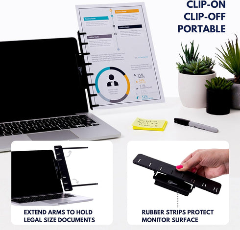 Note Tower Monitor Document Paper Holder, Portable Copy Holder for Desk, Reduces Eye & Neck Strain