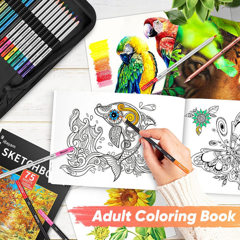 78-Pack Set 3-Color iBayam Drawing Sketching Kit Art Supplies for Adult, Christmas Gifts for Adult, with Sketchbook