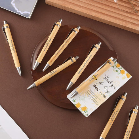 Zowekto (72) Employee Graduation Appreciation Gifts Bulk Inspirational Bamboo Pens with Thank You Cards, Motivation