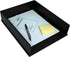 Victor 1142-5 Midnight Black Front Load Letter Tray, Matte Black with Faux Leather Tray Pad