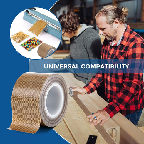 Teflon Tape, 2 in 30 FT Fabric PTFE Tape for Hand or Vacuum Impulse Sealer Machine, Coated Adhesive Tape