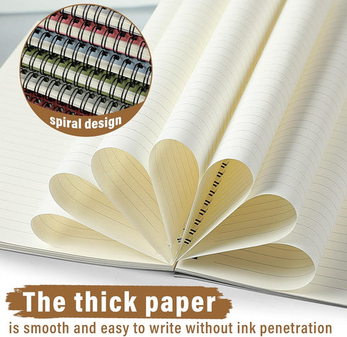 Fuutreo 24 Pcs A5 Spiral Notebook for Work, 8.3 x 5.7 Inch, College Ruled, Kraft Cover, 12 Colors, 120 Pages