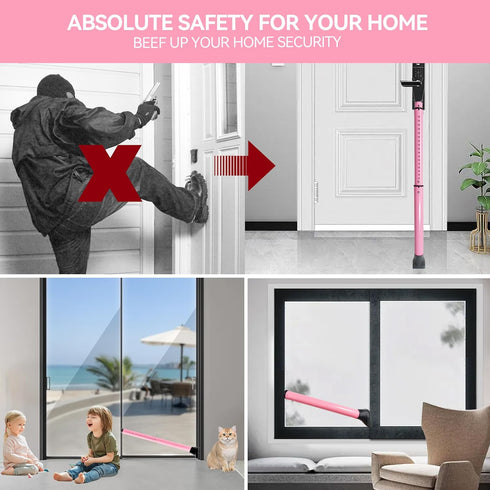 Jammer (1 Pack,Pink) AceMining Upgraded Door Security Bar & Sliding Patio Bar, Heavy Duty Stoppers Adjustable for Home