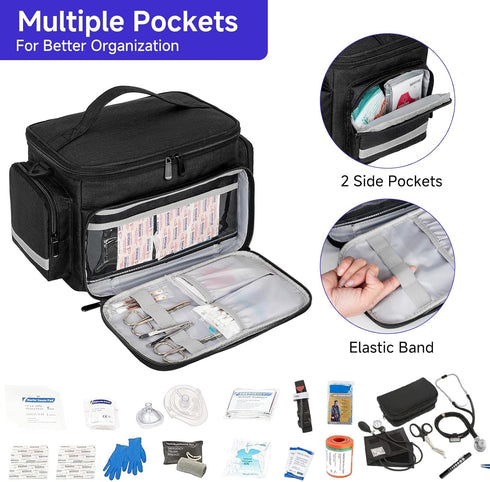 LEFORZ Home,Travel(11.75 7.6 8 inch) Small Medical Bag,First Aid Bag Empty,Home Health Nurse Storage,Pill Bottle