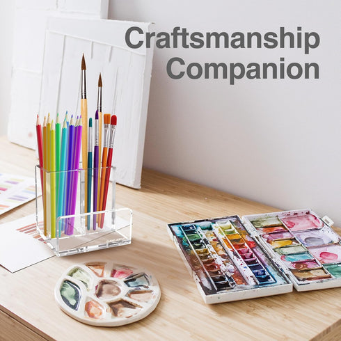 Pen Organizer for Desk, Modern Desk Accessory with Removable Divider, Chic Acrylic Storage Stand for Home/Work