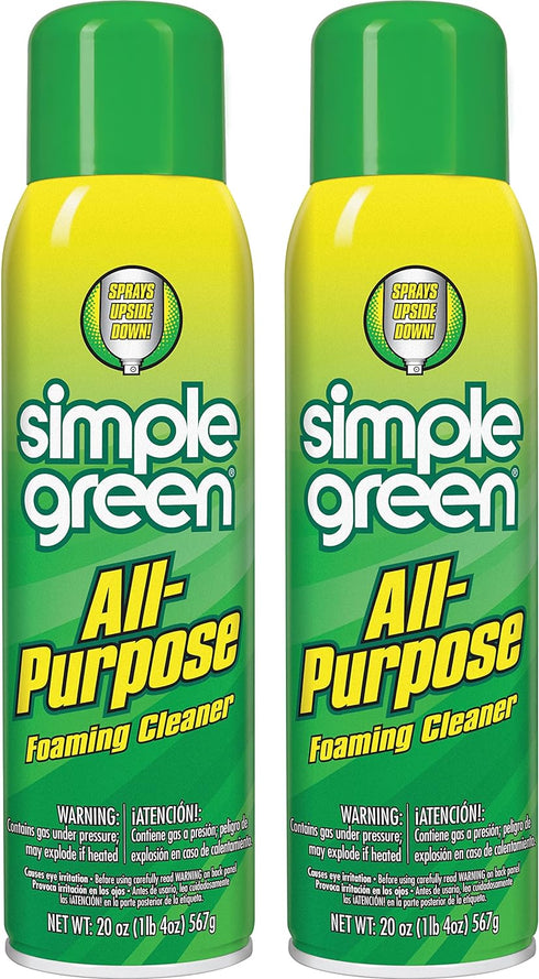 Simple Green All-Purpose Cleaner, 20 Oz Foaming Aerosol Cleaner, All-Purpose Cleaning and Degreasing (Pack of 2)