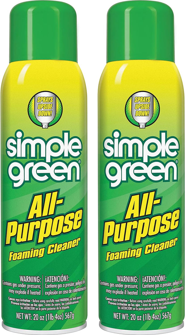 Simple Green All-Purpose Cleaner, 20 Oz Foaming Aerosol Cleaner, All-Purpose Cleaning and Degreasing (Pack of 2)