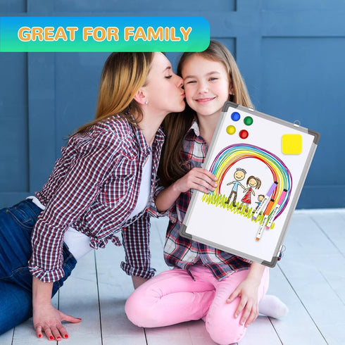 Small Weekly Calendar Dry Erase Whiteboard, 16" x 12" Magnetic Hanging Double-Sided Board for Home, Office