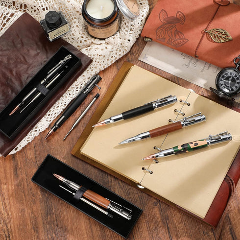 Crtiin Bullet Pens for Men - Bolt Action Ballpoint Pen with Gift Box and Black Ink Refills