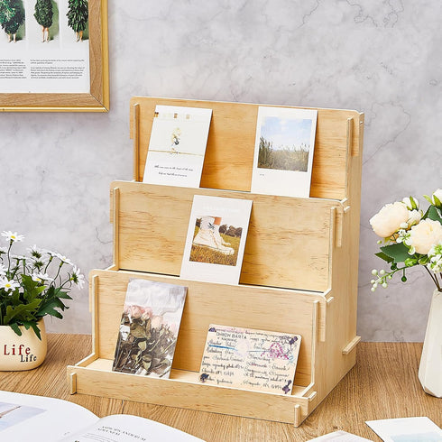 Holder(11.81 14.57 15.75 Inch (3 Barydat Wooden Card Display Stand Stationary Organizer Sticker Stand for Vendor Crafts