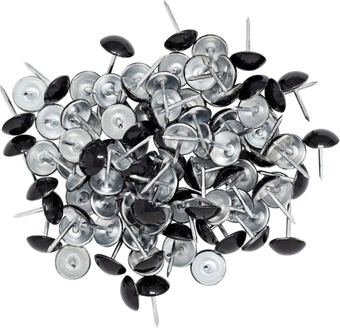 Premium Upholstery Tacks, Decorative Trim for Furniture, 7/16-inch Diameter (100, Black)