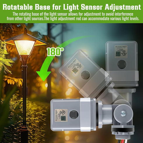 1 Pack 120VAC 50/60 IP54 Photocell Sensor for Outdoor Lights, Hz Photocell Waterproof, Swivel Mount Photocells, Dusk