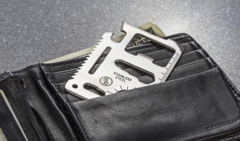 SE 11-Function Stainless Steel Pocket Tool - Compact Multi-Tool with Leatherette Case for Camping, Hiking - MT908-1