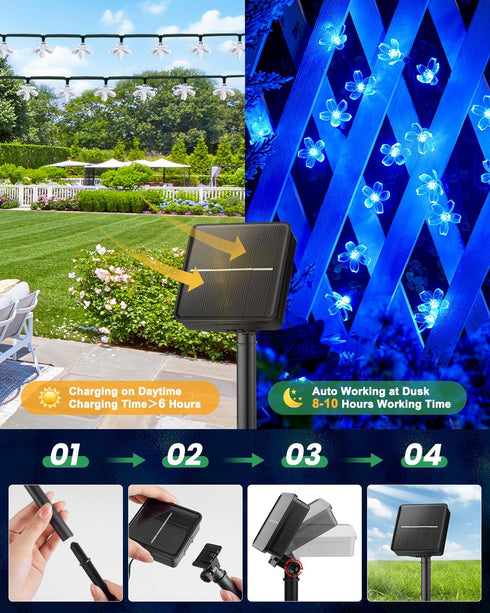 60 Brightown LED Solar Flower String Lights for Outside Waterproof Fairy Lights for Garden Yard Fence Patio Christmas