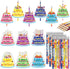 Panelee 72 Pcs Happy Birthday Pencils and Greeting Cards Set, Colorful Printed Birthday Pencils with Erasers