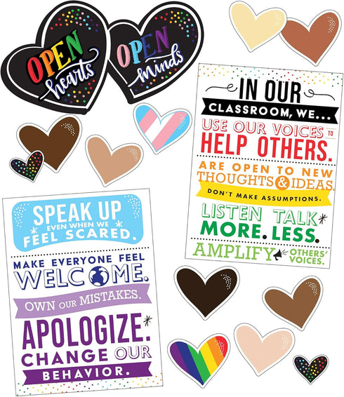Carson Dellosa Open Hearts Bulletin Board, Inspirational Quote Header and Heart Cutouts (14 pc)