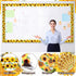 Capoda 24 Pcs Rustic Farmhouse White Wood Magnetic Borders for Classroom Whiteboard Summer Sunflower Trim Decorations