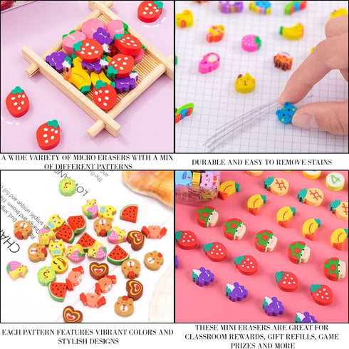 Oomcu 1200 PCS Mini Novelty Erasers - Colored Heart, Sea Creature, Fruit, Vegetable, Cake, Animal Collection