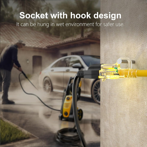 HUANCHAIN 12/3 Gauge Heavy Duty Outdoor Extension Cord 6 ft Waterproof with lighted end, Flexible Cold-Resistant 3 Prong Electric Cord Outside, 15Amp 1875W 12AWG SJTW, Yellow, ETL