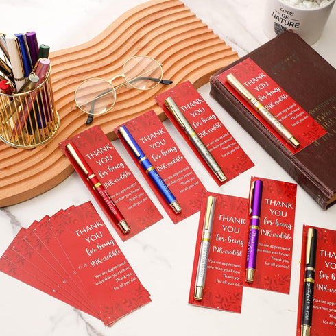Geyoga Employee Appreciation Gifts, Inspirational Ballpoint Pens with Thank You Cards, Motivational Quote Pen Bulk (50
