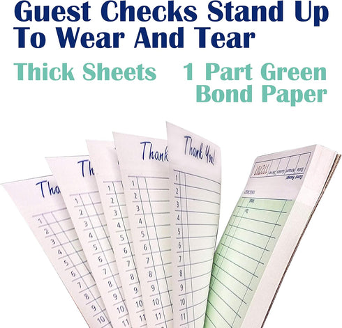 50 20 Guest Check Pads For Waiters Waitresses Servers Restaurants Orders or Childs Practice Single Page Durable Thick