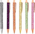 Gullor 6 Pieces Glitter Metal Black Ink Retractable Ballpoint Pen Bling Rose Gold Clip for School Business Office, Style D by Gullor
