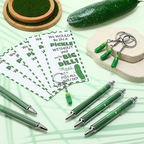 Sayglossy 100 Set Employee Appreciation Gifts Bulk Christmas Pickle Keychain for Coworker with Thank You Cards Fancy