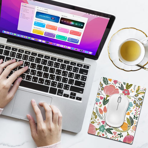 Small Cute Mouse Pad, Mini Mouse Pads for Wireless Mouse and Laptop, Travel Mousepads with Designs - Abstract Floral,