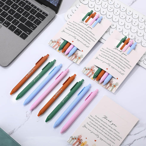 Sinload 24 Sets Volunteer Appreciation Pen Gift Bulk Inspirational Quotes Ballpoint Pens with Volunteer Thank You Card