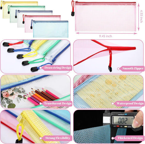 Sherr 120 Pcs Mesh Zipper Pouch Bulk, Small Waterproof Document Pouch with Zipper for School Office Travel