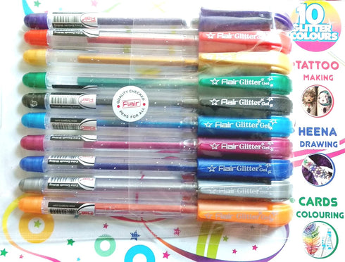 Flair 10 Xtra Sparkle Glitter Gel Colours Xtra Sparkle Gel Pen by