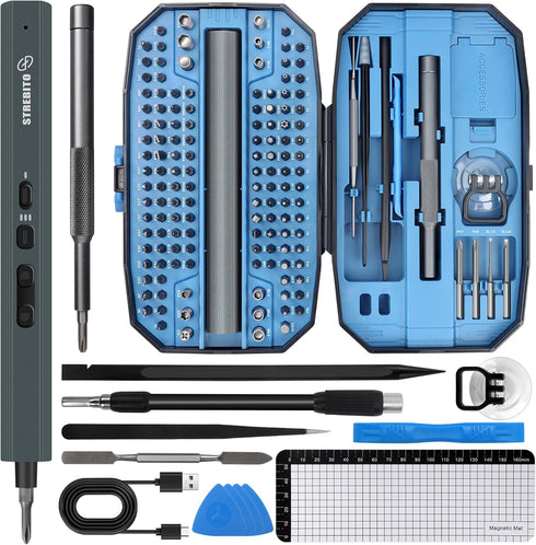 STREBITO 155 in 1 Electric Screwdriver Set, Small Electric Screwdriver Cordless with