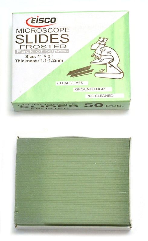 EISCO Glass Microscope Slides, 50 Pack - Precleaned, Ground & Polished Edges, Frosted End